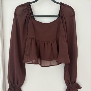 Abercrombie & Fitch Brown Flowy Blouse